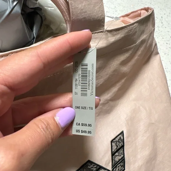 VSX Pink Tote with Black Lace-Pattern Logo - Picture 2 of 7